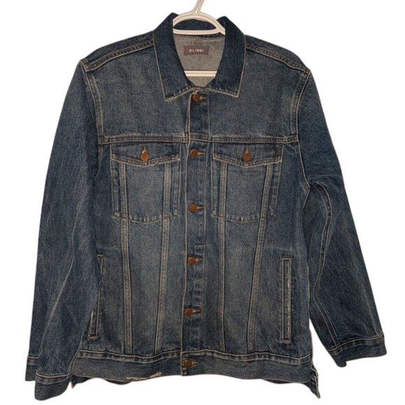 DL1961 Snap Sides Sample Piece One of A Kind Collar Denim Jean Trucker Jacket S - Picture 2 of 10